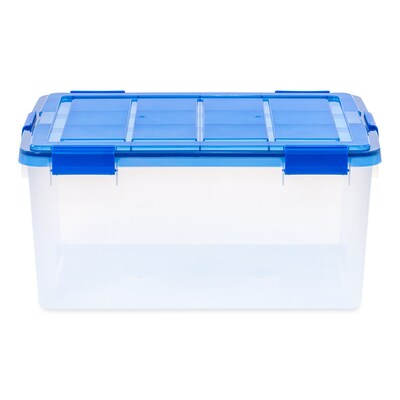 Iris WeatherPro 60 Quart Storage Bin with Latching Lid, Plastic, Clear, 4/Pack (500135)