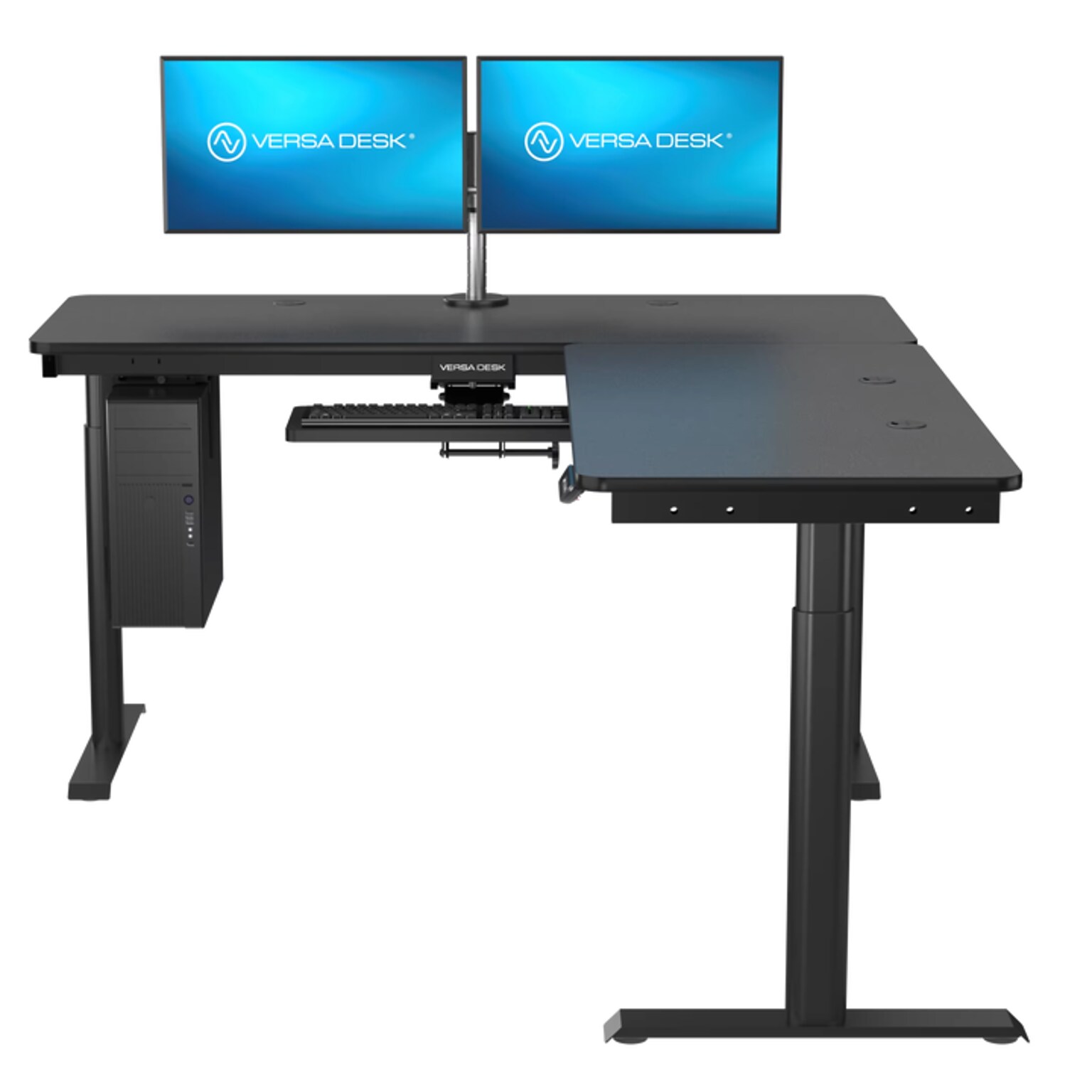 VersaDesk PowerLift 60W Electric L-Shaped Adjustable Standing Desk, Black (PLLSD6060-BB-APP)