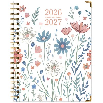 2026-2027 Excello Brands 8.5" x 11" Academic Weekly & Monthly Planner, Paperboard Cover, Colorful Botanicals (NAY27-8511FC-30)