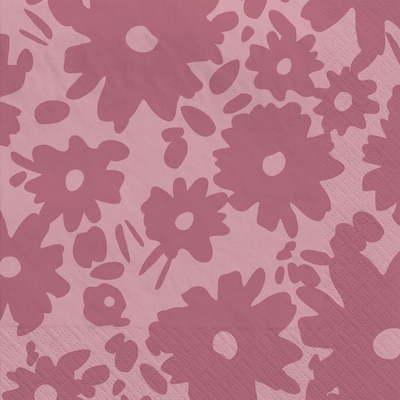Party City Floral Beverage Napkin, 2-Ply, Mauve, 40 Napkins/Pack (AM600007)