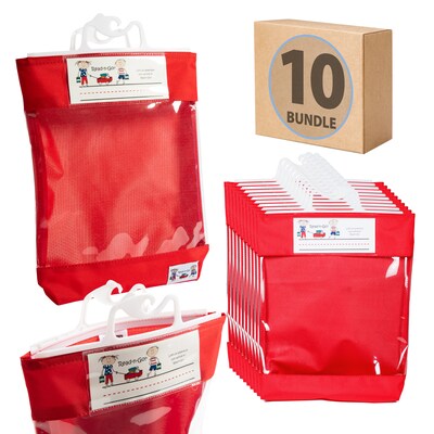 Seat Sack Read-n-Go Bags, 17 x 12 x 4, Red, 10/Pack (10080BUNDLE)