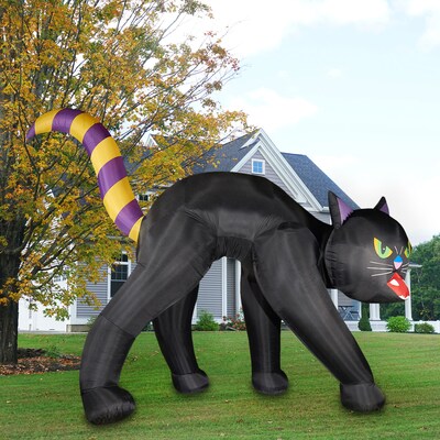 Haunted Hill Farm 20' Outdoor Inflatable Black Cat with Lights (HIBCAT201-L)