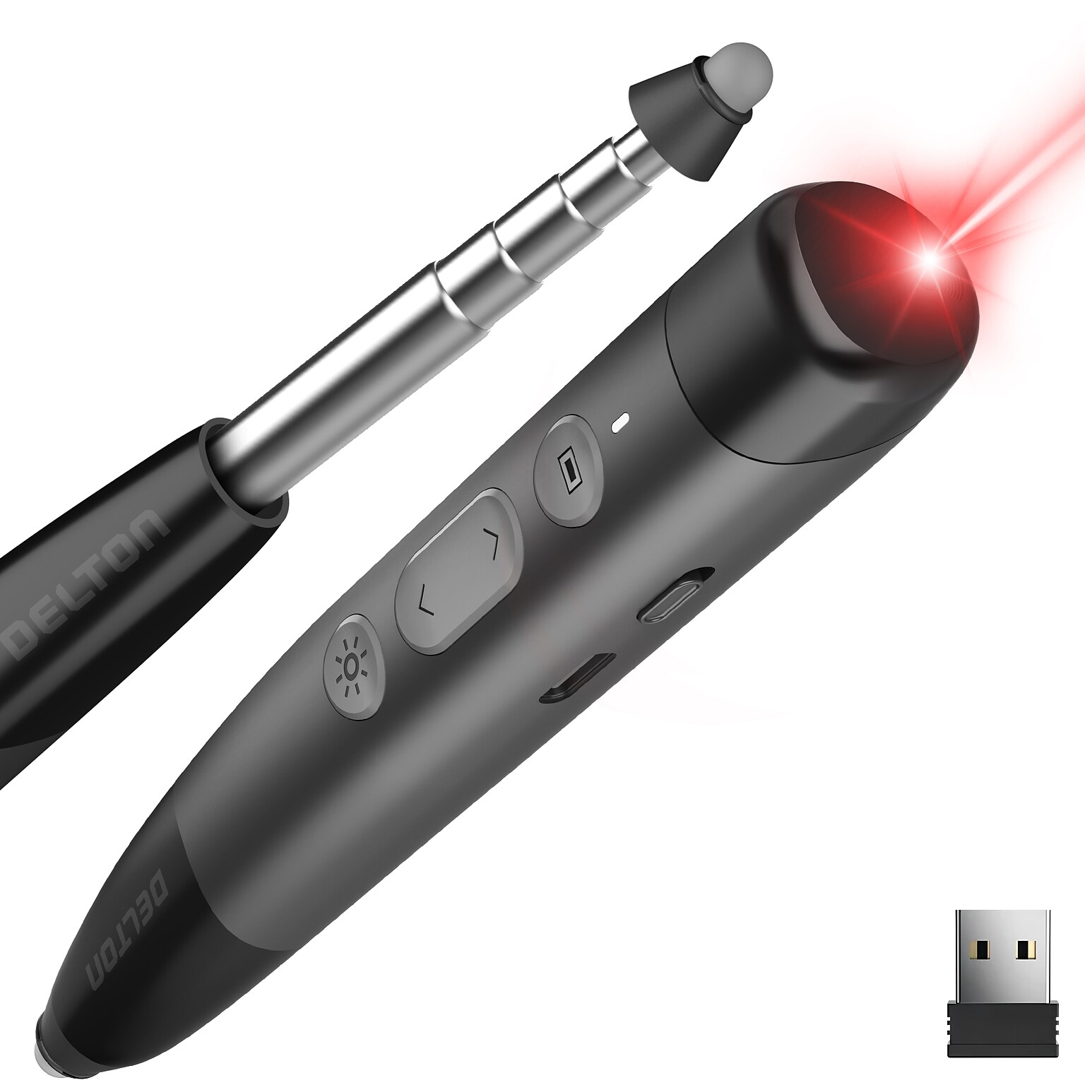 Delton LP99 2.4GHz Wireless Presentation Remote Laser Pointer, Black (DLP99)