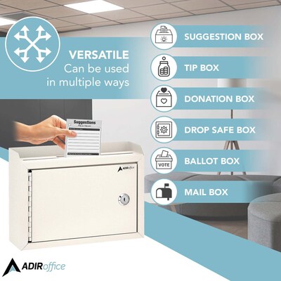 AdirOffice Steel Multipurpose Interoffice Mailbox Drop Box, Medium, White (631-02-WHI-PKG)