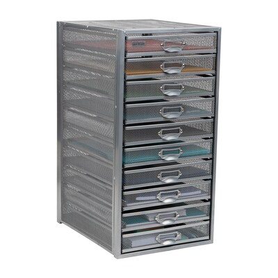 Mind Reader Storage Drawer, 10 Drawers, Metal, Silver (10CABMESH-SIL)
