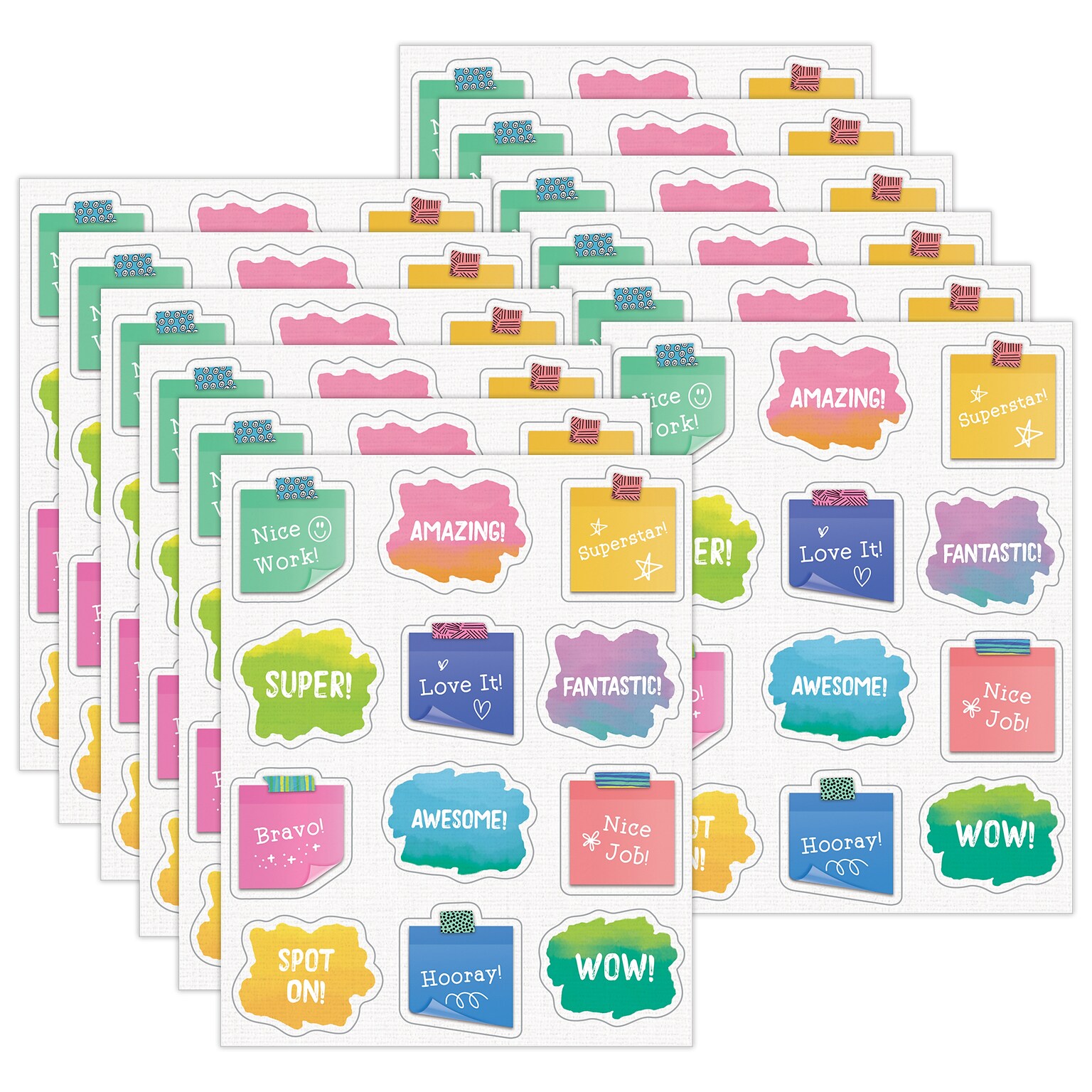 Happily Ever Elementary Creatively Inspired Doodle Motivators Shape Stickers, Multicolored, 72/Pack, 12 Packs/Bundle