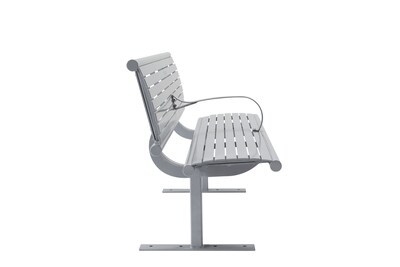 Alpine Industries 6' Galvanized Steel Park Bench with Curved Intermediate Armrest, Silver (ALP4250-6)