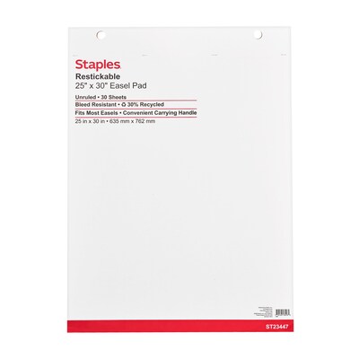 Staples® Stickies Easel Pad, 25 x 30, 30 Sheets/Pad, 2 Pads/Pack (23447)