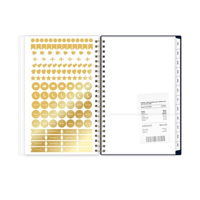 2027 Blue Sky Bespoke Letterpress Cranes and Flowers 5" x 8" Calendar Year Weekly & Monthly Standard Planner, Plastic Cover