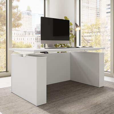 Bush Business Furniture Stratus 60W Electric Rectangular Adjustable Standing Desk with Modesty Panel, White (SUT003WH)