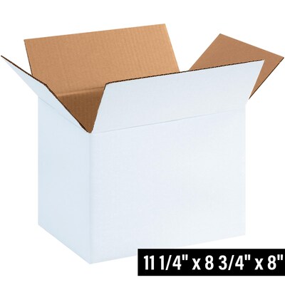 11.25 x 8.75 x 8 Shipping Boxes, 32 ECT, White, 25/Bundle (1188SCW)