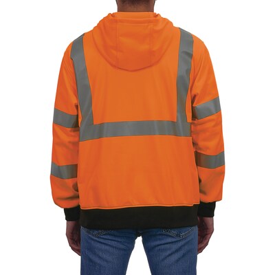 Ergodyne GloWear 8312BK High Visibility Long Sleeve Black Bottom Hooded Zip-Up Sweatshirt, ANSI Type R Class 3, Orange, 2XL