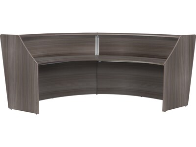 Regency Marque 124.5"W Curved Reception Desk Workstation, Driftwood Gray (77292GY)