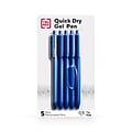 TRU RED™ Retractable Quick Dry Gel Pens, Fine Point, 0.5mm, Blue, 5/Pack (TR54487)