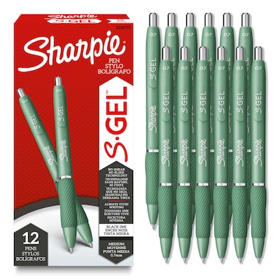 Sharpie S-Gel Retractable Gel Pen, Medium Point, 0.7mm, Black Ink, 12/Box (2234773)