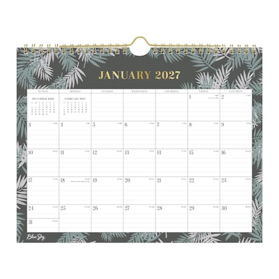 2027 Blue Sky 8.75 x 11 Monthly Wall Calendar, Green/White (164011)