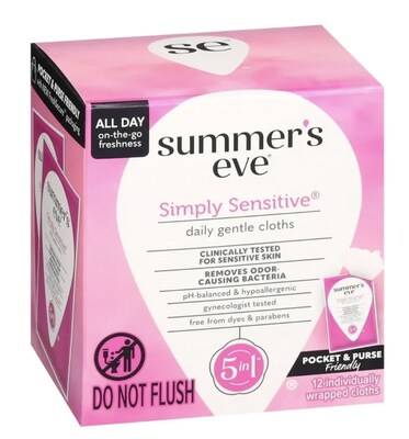 Summers Eve Simply Sensitive Daily Cloth, Floral Scent, 12 Wipes/Box, 18/Carton (ZSDASTP214)