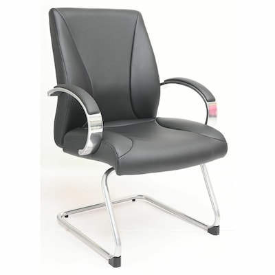 Lorell Pike Executive Low-Back Polyurethane Guest Chair with Aluminum Cantilever Base, Black (LLR63312)