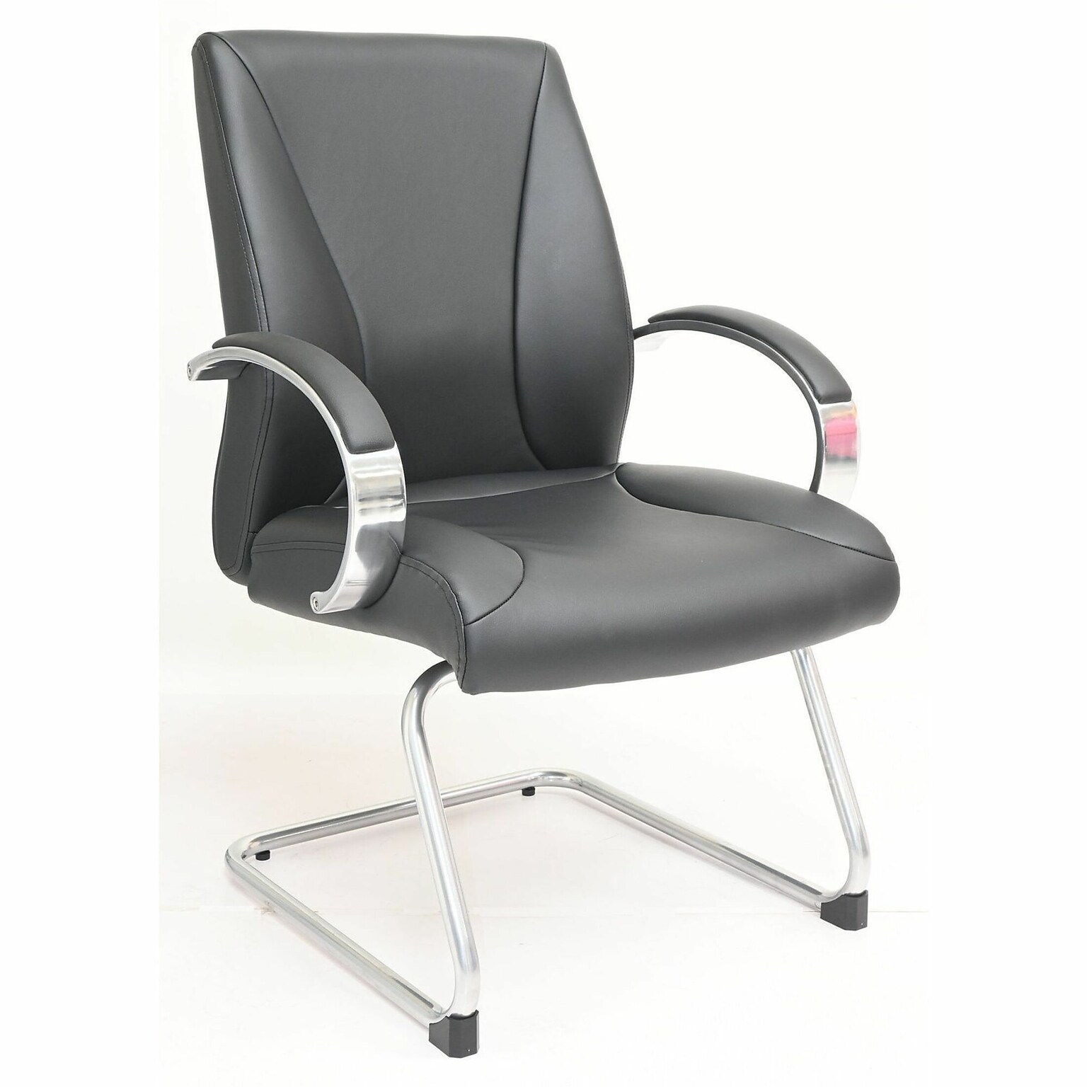 Lorell Pike Executive Low-Back Polyurethane Guest Chair with Aluminum Cantilever Base, Black (LLR63312)