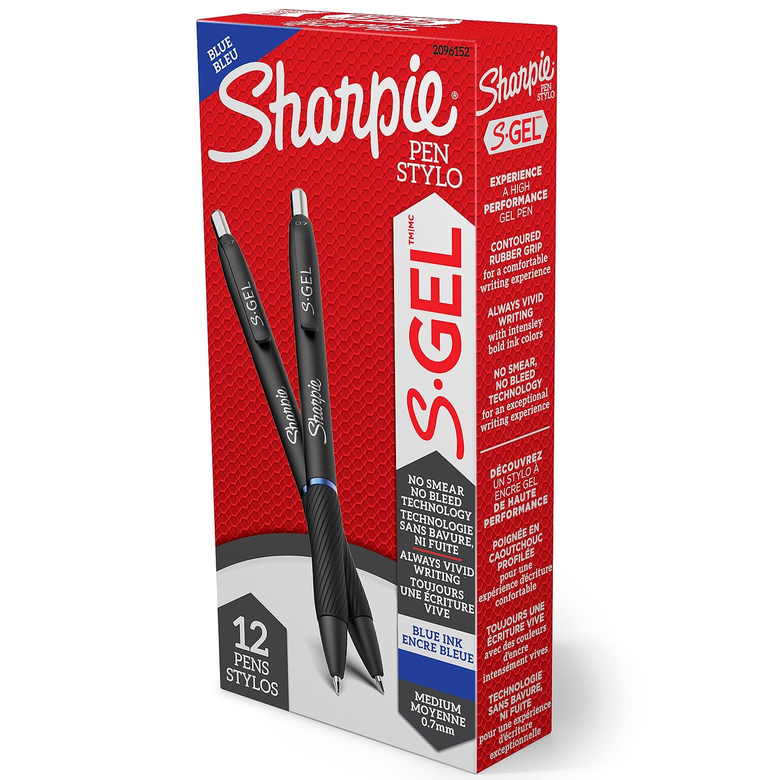 Sharpie S-Gel Retractable Gel Pens, Medium Point, 0.7mm, Blue Ink, Dozen (2096152)