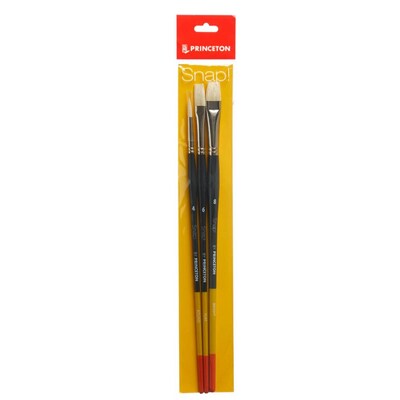 Princeton Snap! Long Handle Oil and Acrylic Natural Brush Set No. 4, 3/Set, 2 Sets/Bundle (PBXP9700SET4-2)