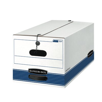 Bankers Box Stor/File Medium Duty 65% Recycled Corrugated File Box, Letter Size, White/Blue, 4/Carton (0070403)