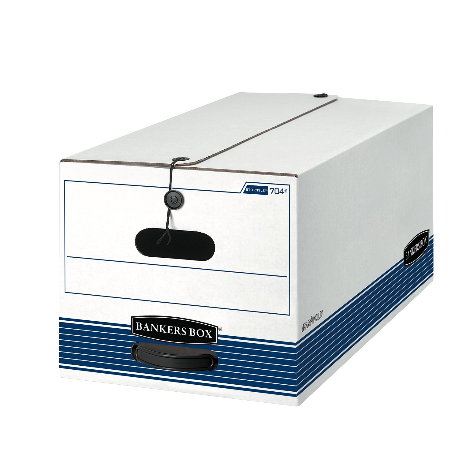 Bankers Box Stor/File Medium Duty 65% Recycled Corrugated File Box, Letter Size, White/Blue, 4/Carton (0070403)