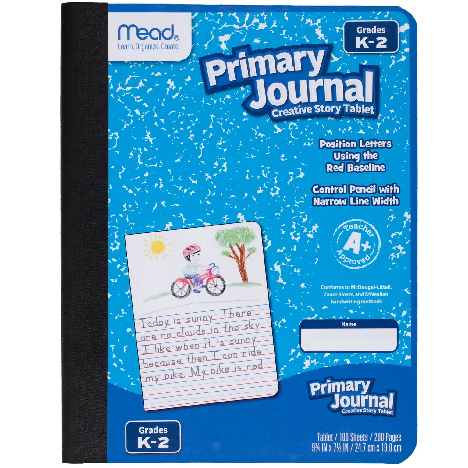 Mead Grades K-2 Primary Ruled Journal 1-Subject Composition Notebook, 7.5 x 9.75, Wide Ruled, 100 Sheets, Blue (1040315)