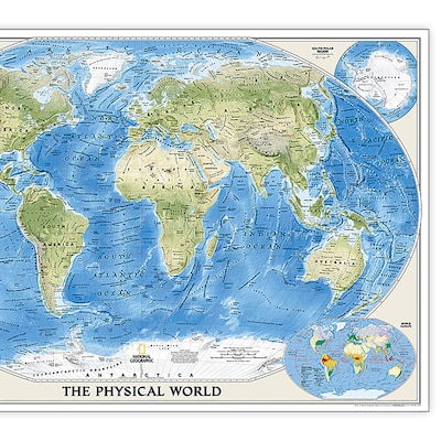 National Geographic World Physical Map, Laminated, 45.75" x 30.5" (NGMRE00620132)