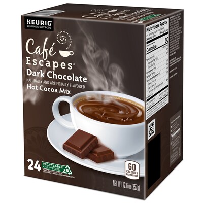 Cafe Escapes Dark Chocolate Hot Cocoa Mix, Keurig® K-Cup® Pods, 24/Box (6802)