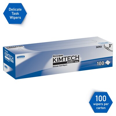 Kimtech Science Kimwipes Delicate Task Wipers, 11.22 x 12.3, White, 3-ply, 100 Sheets/Box (34743)