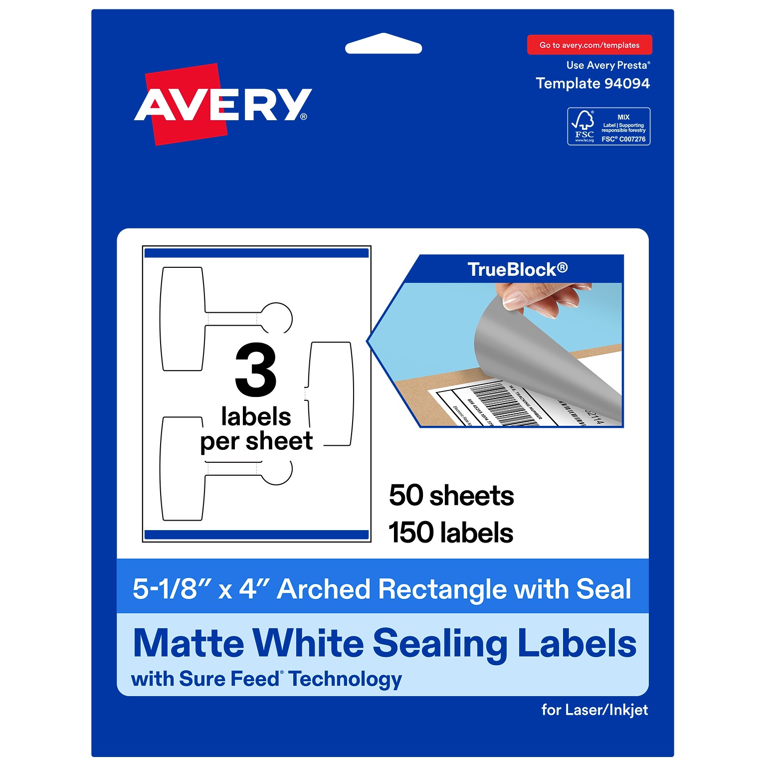 Avery Laser/Inkjet Sealing Labels, 5-1/8 x 4, Matte White, 150 Labels/Box (19479370710)