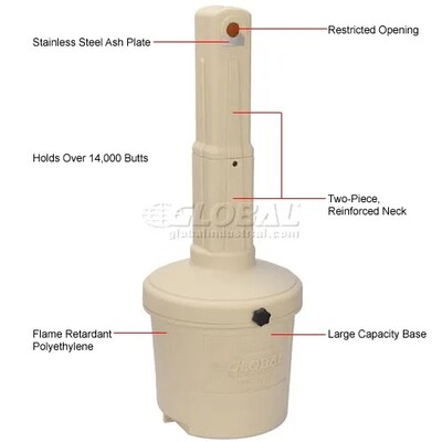 Global Industrial Outdoor Ashtray, 5 Gallon, Beige (245133BG)