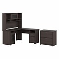 Bush Furniture Cabot L Shaped Desk with Hutch and Lateral File Cabinet, Heather Gray (CAB005HRG)
