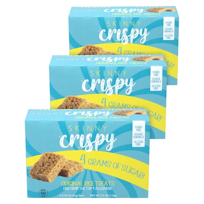 Skinny Crispy Gluten Free Vanilla Marshmallow Rice Treat, 3.9 oz., 5 Bars/Box, 3 Boxes/Pack (600-041