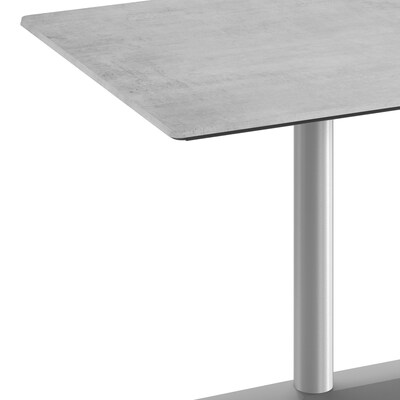 Flash Furniture Acadia Wooden Dining Table with Dual Column Base, 30"D x 48"W, Gray Faux Concrete/Silver Base (ST3048CGTB002S)