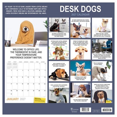 2027 TF Publishing Desk Dogs 10" x 12" Monthly Wall Calendar, Multicolored (27-1052)