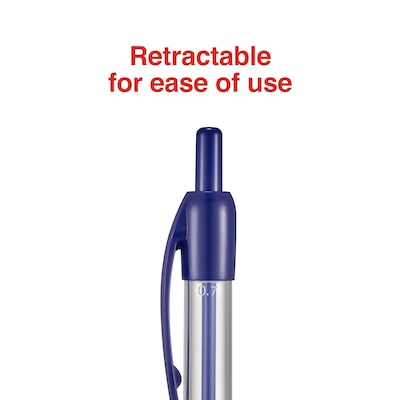 Staples® Retractable Ballpoint Pens, Fine Point, 0.7mm, Blue, 12/Pack (50788)