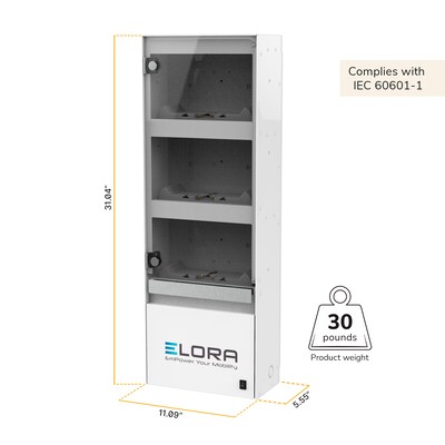 Mount-It! Elora 3-Battery Wall Charging Cabinet for MedHub Cart Batteries with Smart LED Indicators and UV Technology (MI-16059)