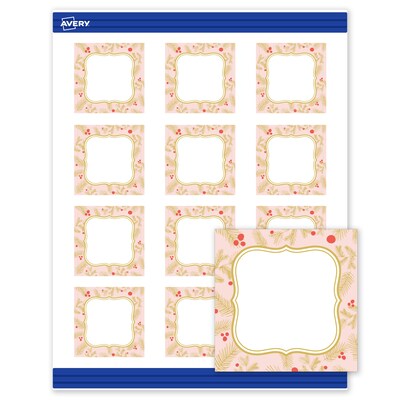 Avery Gold-Pink Berries Matte Blank Card, White, 120/Pack (S00-FGG)