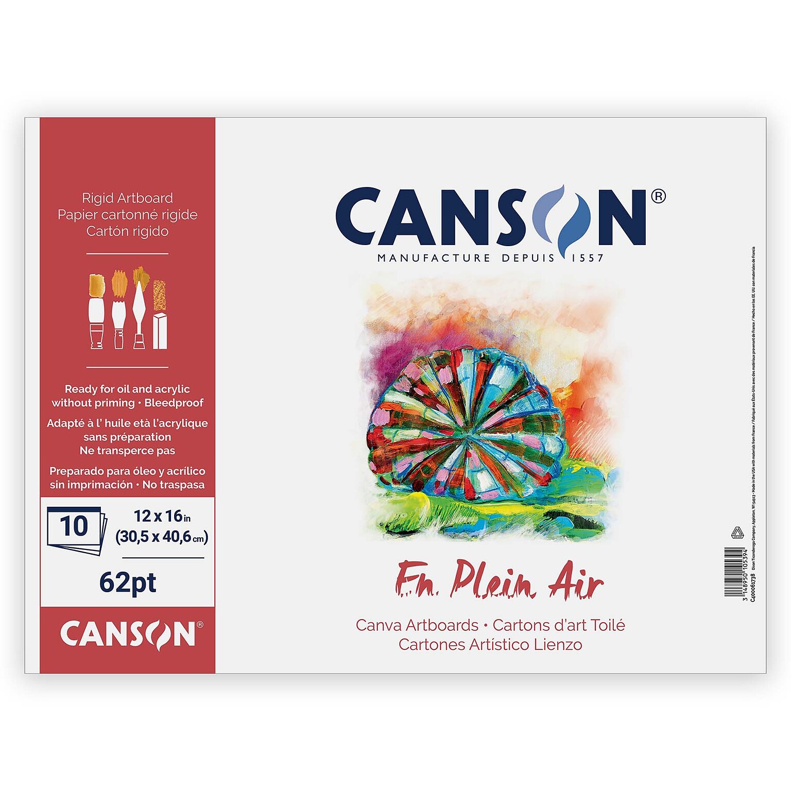 Canson Artist Series Canva Plein Air Primed White Paper Board Art Board, 0.72 x 16 (MCXC400061738)