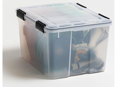 Iris WeatherPro Stackable Polypropylene Storage Box, 11.75" x 19.7" x 15.75", 46 Qt., Clear, 6/Pack (110450)