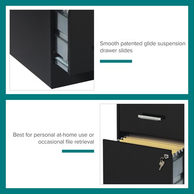 Space Solutions 2-Drawer File Cabinet, Letter-Width, Black, 22" Deep (20226)