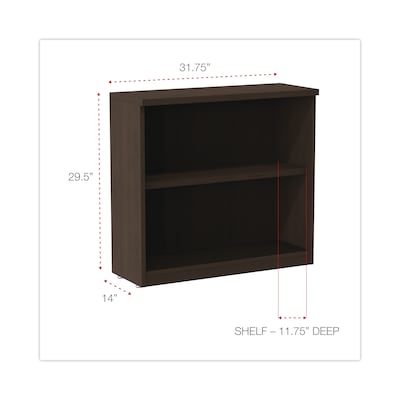 Alera Valencia Series 29.5H 2-Shelf Bookcase with Adjustable Shelf, Espresso (ALEVA633032ES)
