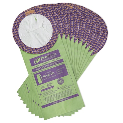 ProTeam Micro Filter Bags, Green/Purple, 10/Pack (100331)