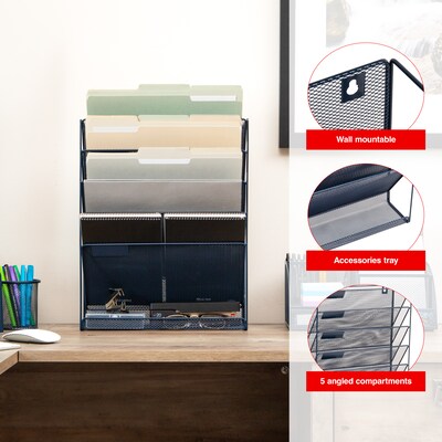 Staples 5-Pocket Metal Mesh Mountable Wall File, Letter Size, Navy Blue (ST63850)