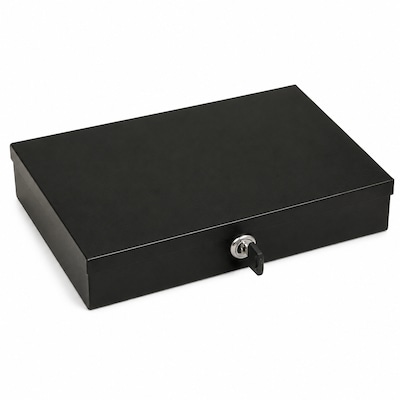 CARL Low Profile Steel Security Cash Box with Removable Cash Tray and Key Lock, Black (CB-6212)