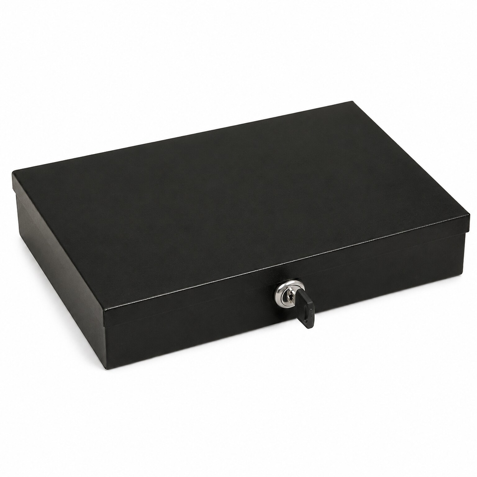 CARL Low Profile Steel Security Cash Box with Removable Cash Tray and Key Lock, Black (CB-6212)