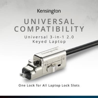 Kensington Universal 3-in-1 2.0 Standard Keyed Laptop Lock, 6ft. (K63389WW)