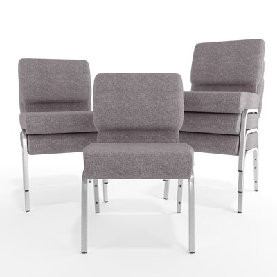 Flash Furniture HERCULES Series Fabric Stacking Church Chair, Gray/Silver Vein Frame (XUCH0221GYSV)